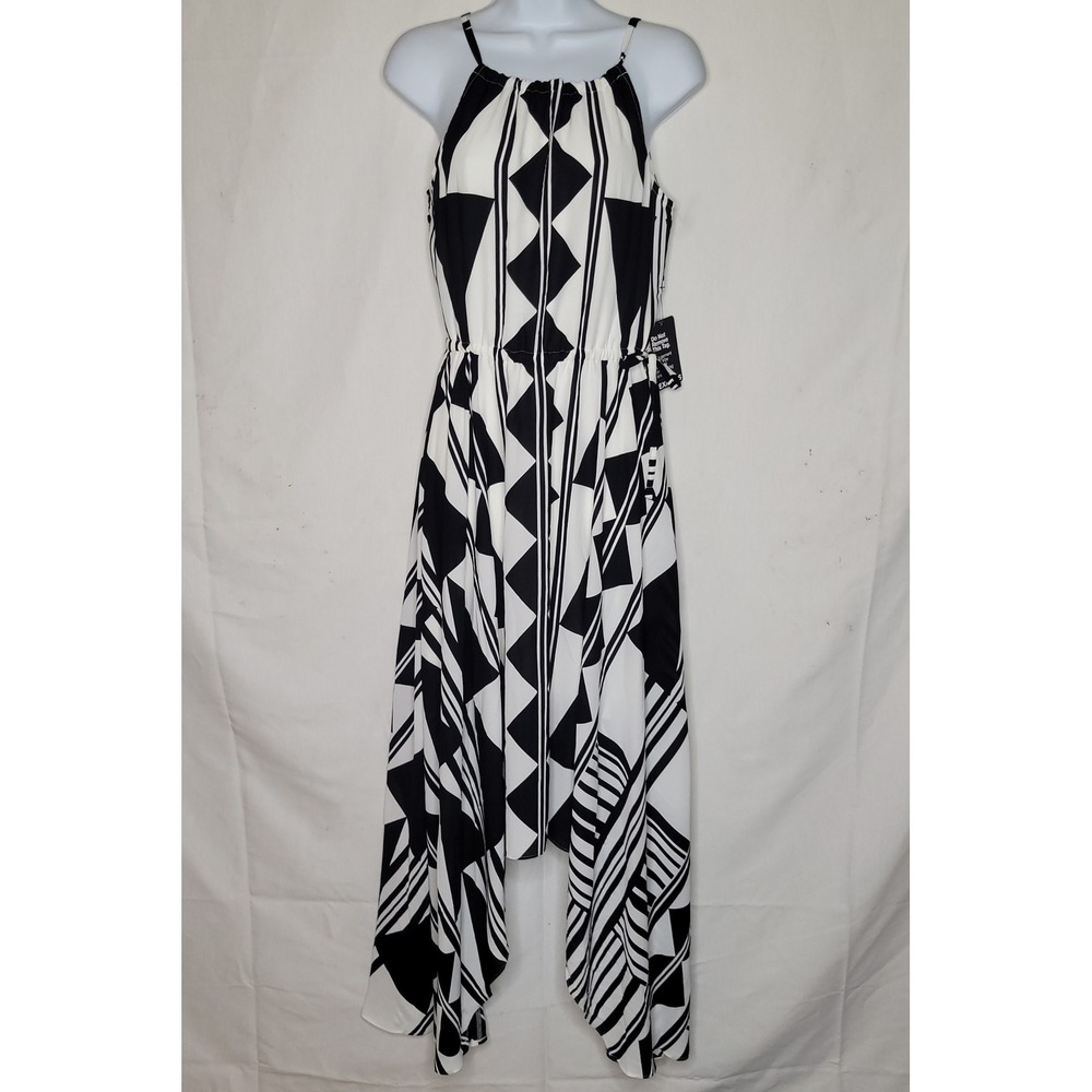 Express Womens Geometric Print Halter Maxi Dress w/ Handkerchief Hem